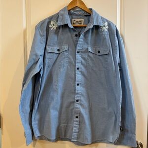 Howler Brothers Long Sleeve Button Down with Flower and Fish Embroidery